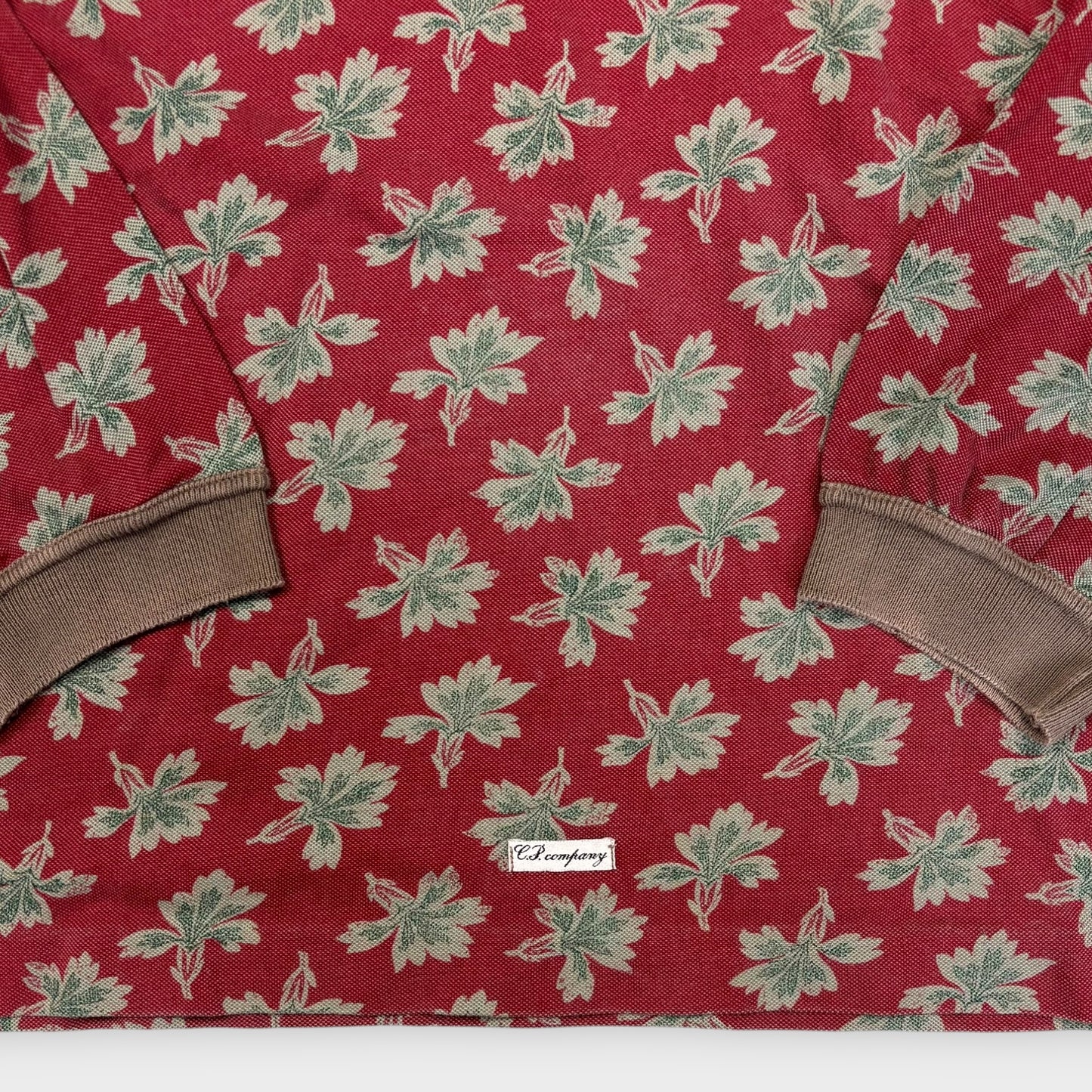 late 80s C.P. COMPANY Floral Polo Shirt (M)