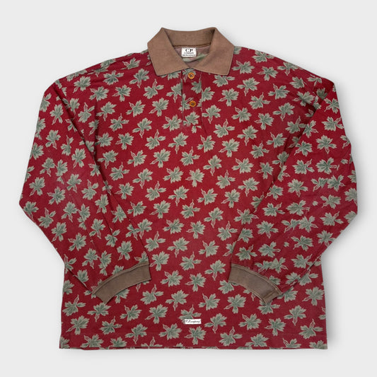 late 80s C.P. COMPANY Floral Polo Shirt (M)